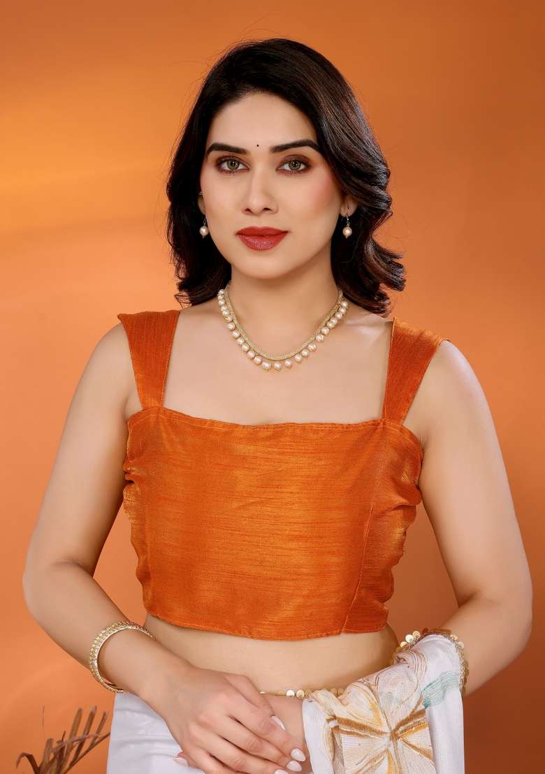 White Golden Printed Chinon Blend Saree Set for Diwali and Festive Wear - Indya