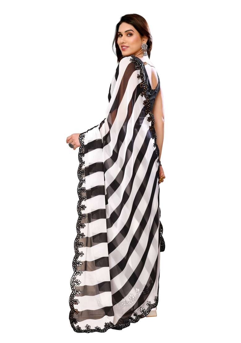 Zibra Printed Silk Saree Set - Indya
