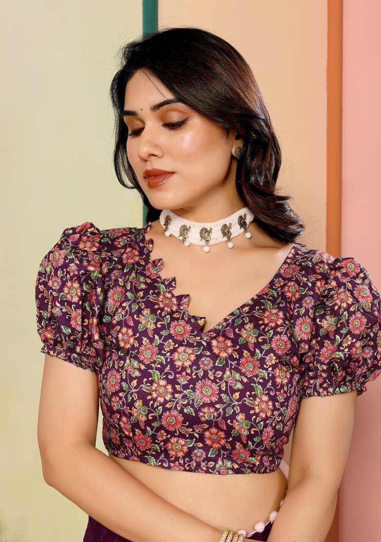 Wine Solid Georgette Blend Saree Set for Diwali and Festive Wear - Indya