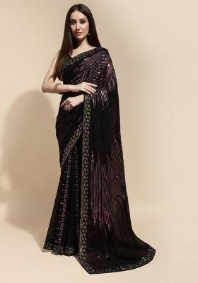 Black Sequin Georgette Saree
