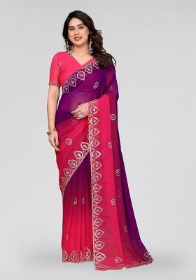 Mehendi Embroidery Silk Saree Set