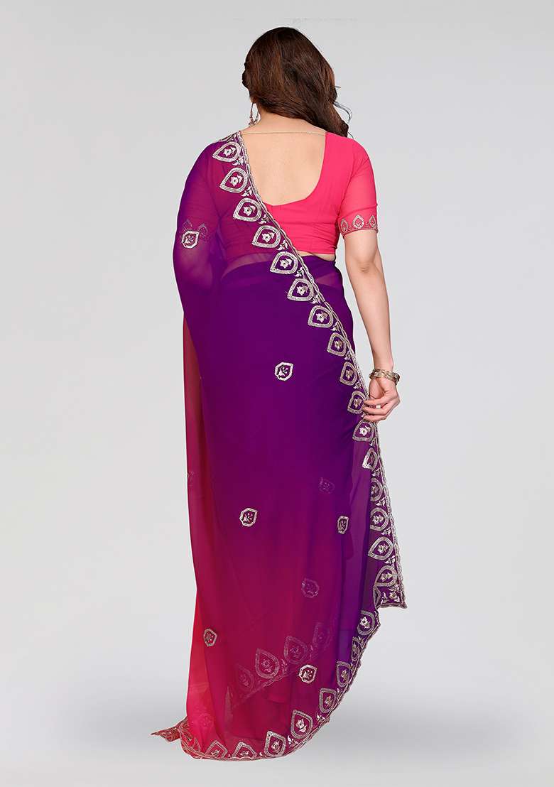 Mehendi Silk Blend Saree Set with Embroidery for Diwali | Wedding & Festive Wear - Indya
