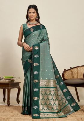 Light Green Paisley Silk Saree Set