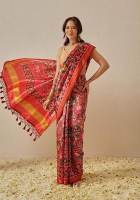 Multicolor Weaving Work Silk Saree Set