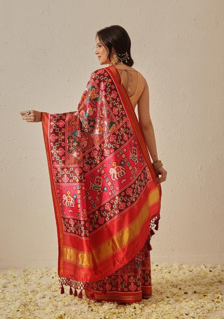 Multicolor Weaving Work Silk Saree Set - Indya