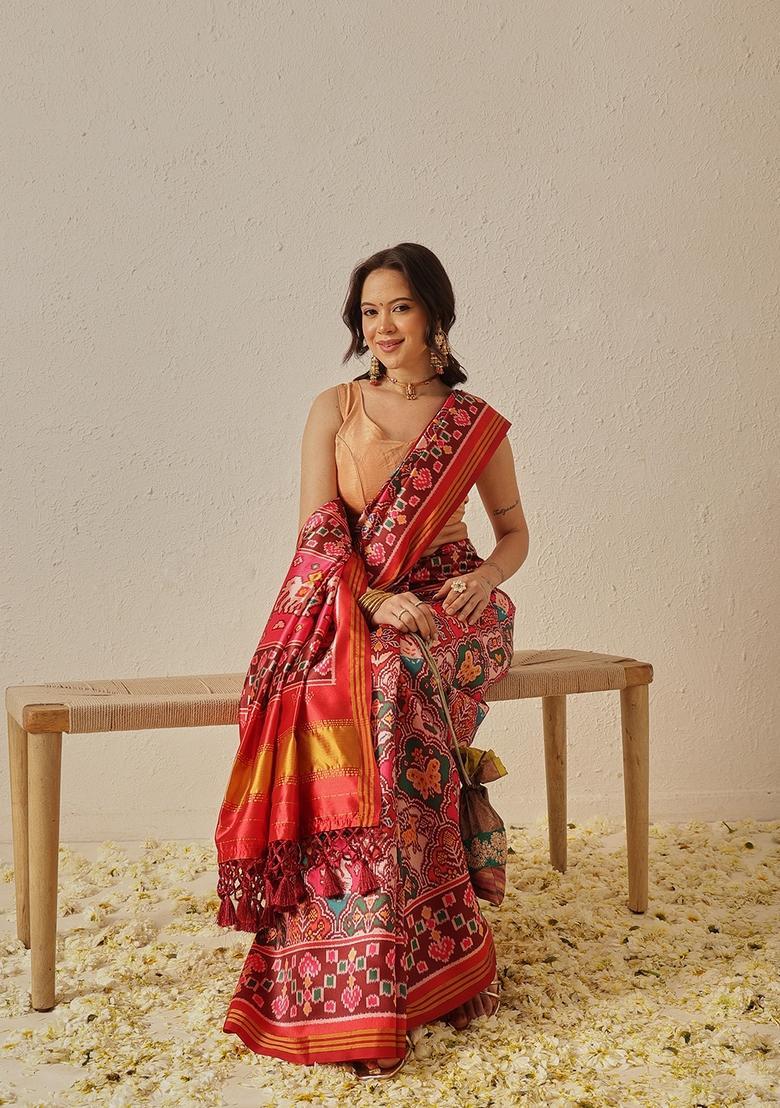 Multicolor Weaving Work Silk Saree Set - Indya