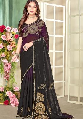 Purple Hand Work Silk Saree Set