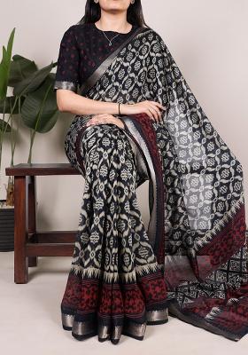 Mint Green Printed Chanderi Saree Set