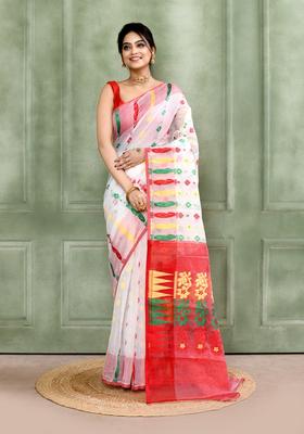 White Jamdani Cotton Saree