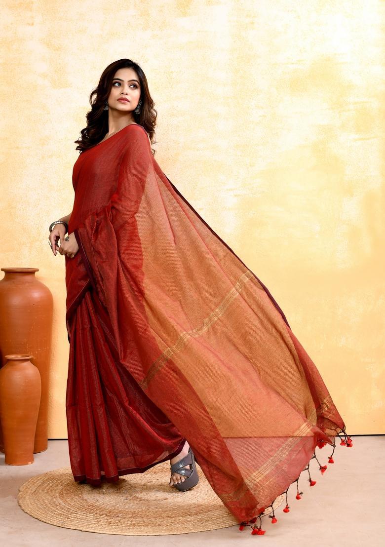 Green Handloom Tissue Saree Set - Indya