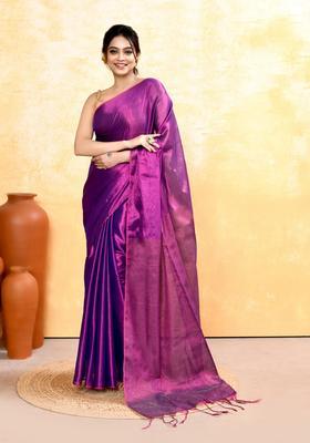 Violet Handloom Tissue Saree Set