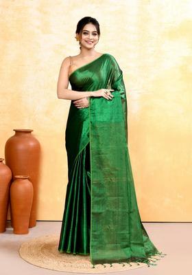Green Handloom Tissue Saree Set
