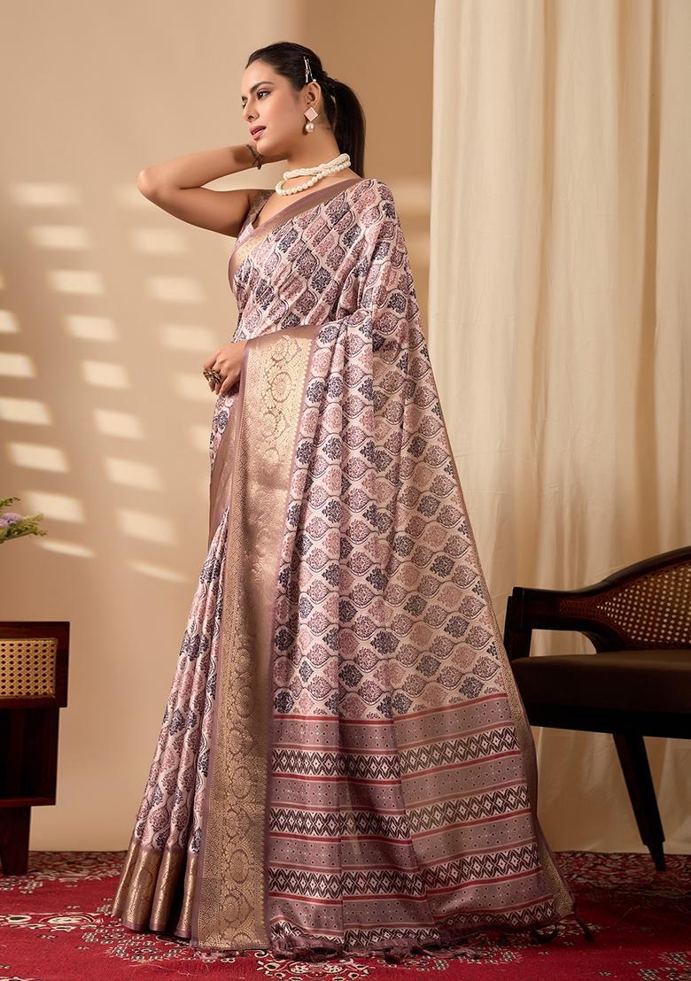 Multicolor Printed Silk Saree Set - Indya