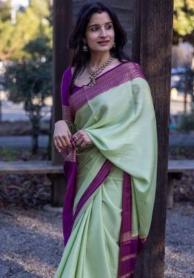 Mint Green Jacquard Silk Saree Set