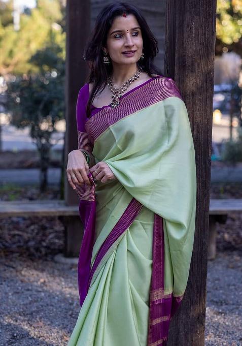 Mint Green Jacquard Silk Saree Set