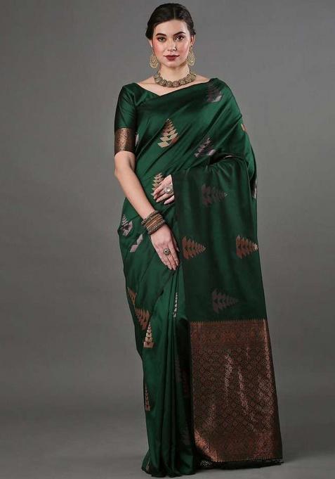 Green Zari Work Silk Saree Set