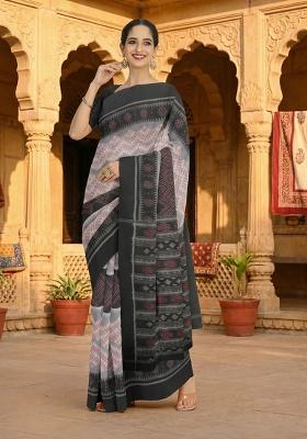 Grey Printed Cotton Saree Set