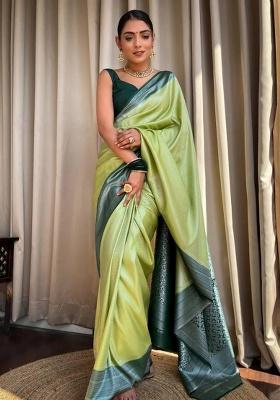 Green Embroidery Silk Saree Set