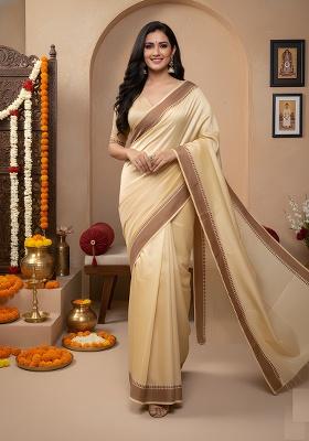 Yellow Solid Manipuri Kalam Saree Set