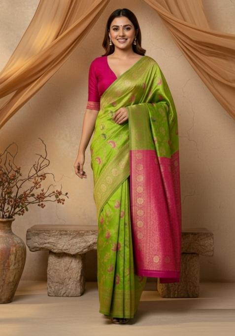 Perrot Zari Work Silk Saree Set