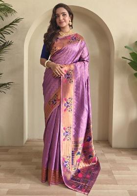Lavender Weaving Silk Saree Set