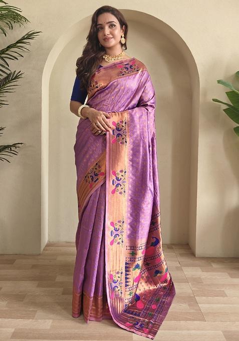 Lavender Weaving Silk Saree Set