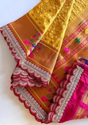 Yellow Weaving Silk Saree Set