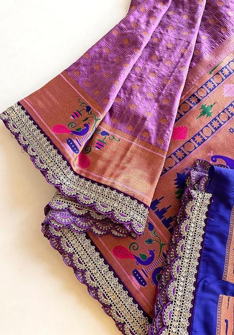 Lavender Weaving Silk Saree Set