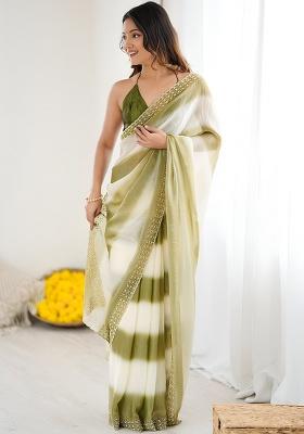 Black Diamond Work Silk Saree Set