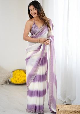 Red Diamond Work Silk Saree Set