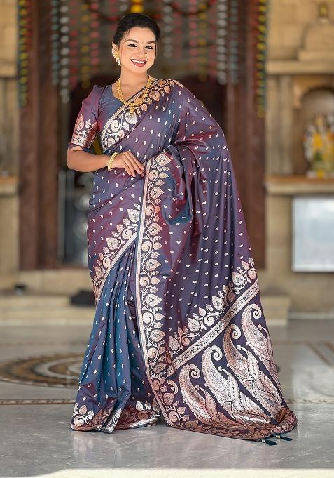 Anjeer Woven Work Silk Saree Set