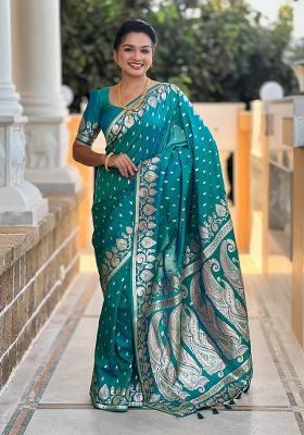 Rama Woven Work Silk Saree Set