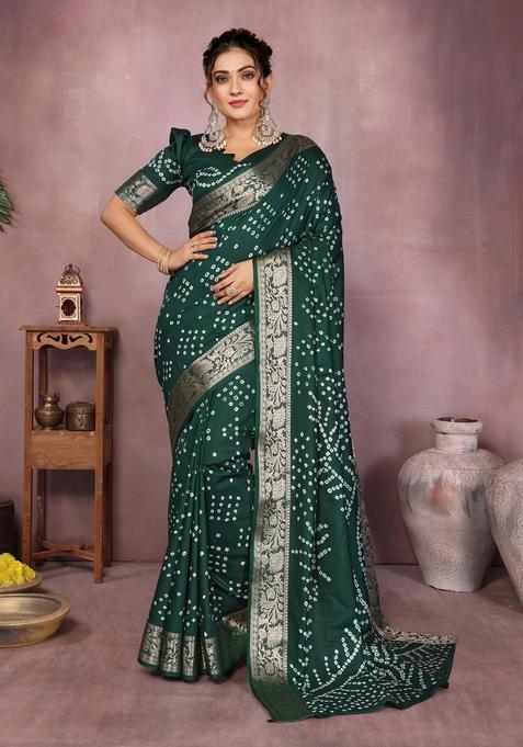 Green Zari Work Silk Saree Set