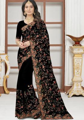 Black Zari Work Georgette Saree Set