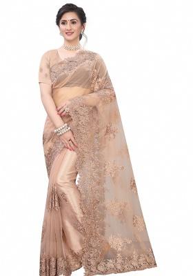 Mouse Embroidery Net Saree Set