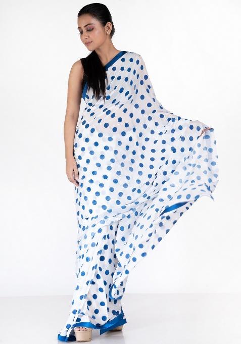 Off White Printed Chiffon Saree Set