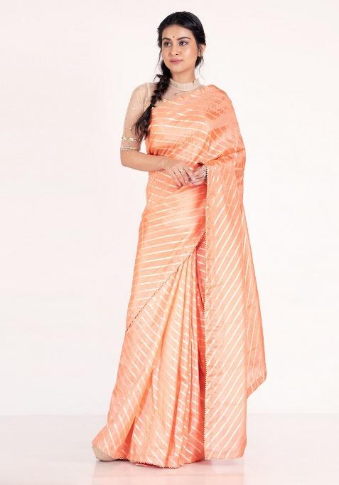 Coral Woven Silk Saree Set