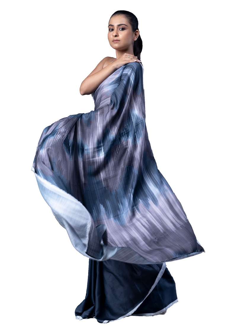 Multicolor Printed Georgette Saree Set - Indya