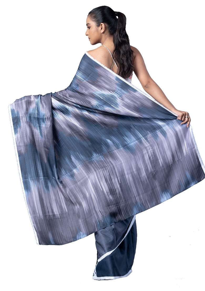 Multicolor Printed Georgette Saree Set - Indya