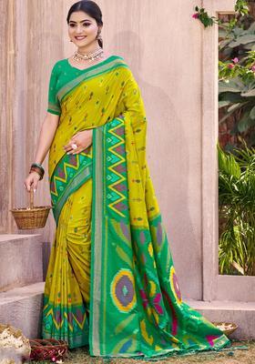 Light Green Zari Work Silk Saree Set