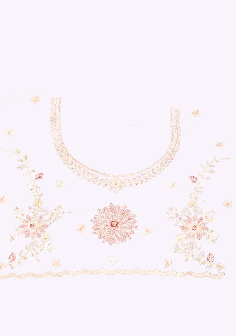 White Embroidery Net Saree Set - Indya