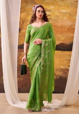 Parrot Weaving Crepe Saree Set