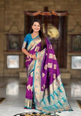 Mehendi Zari Woven Silk Saree Set