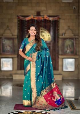 Rama Green Zari Woven Silk Saree Set