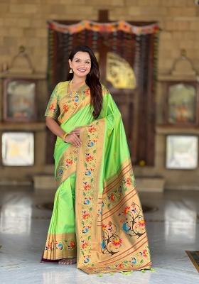 Green Zari Woven Silk Saree Set