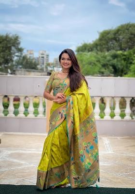 Green Zari Woven Silk Saree Set