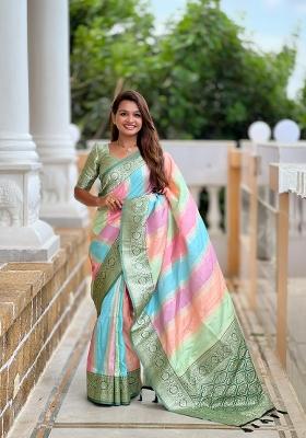 Green Zari Woven Silk Saree Set