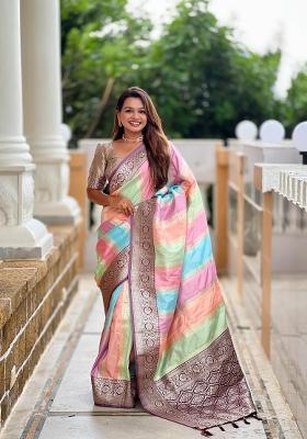 Wine Zari Woven Silk Saree Set