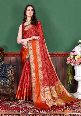 Red Zari Woven Silk Saree Set