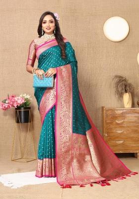 Rama Green Zari Woven Silk Saree Set